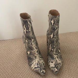 Snakeskin booties
